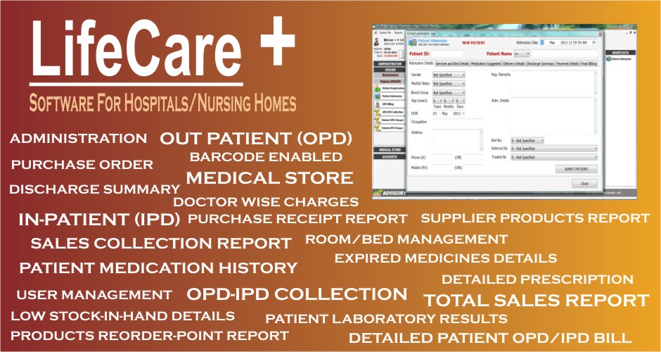 LifeCare + (Hospital / Nursing Home Software)