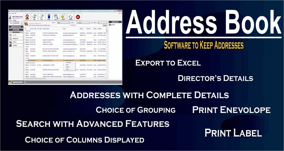 Address Book (Software to Keep Addresses)