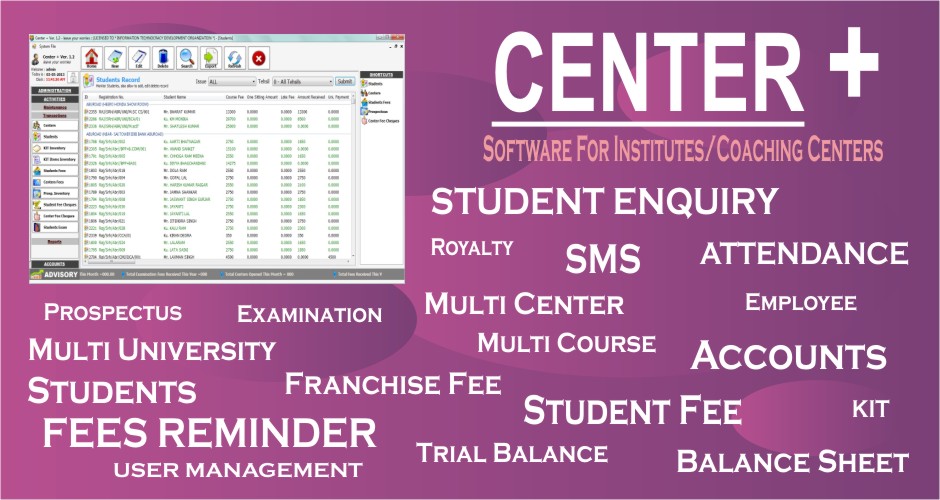 Center + (Institute / Coaching Center Software)